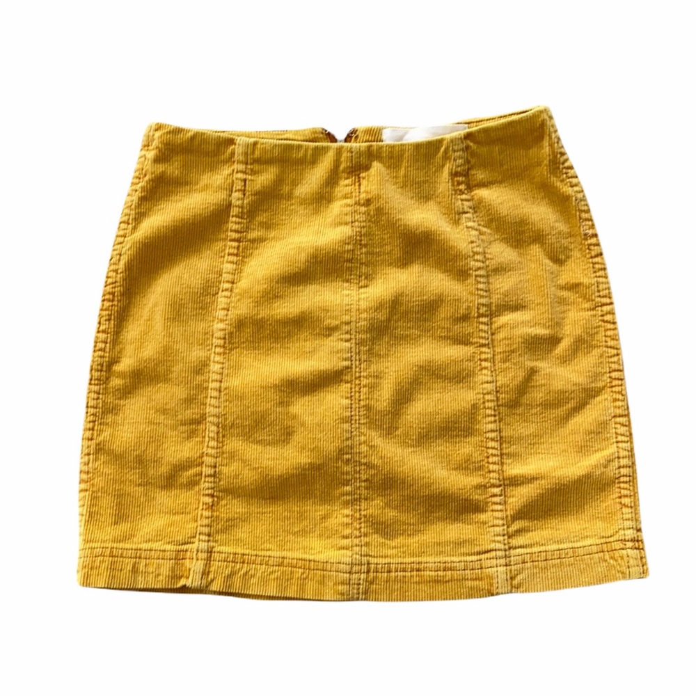 Newbury Kustom Yellow Velvet Cordoury Mini Skirt